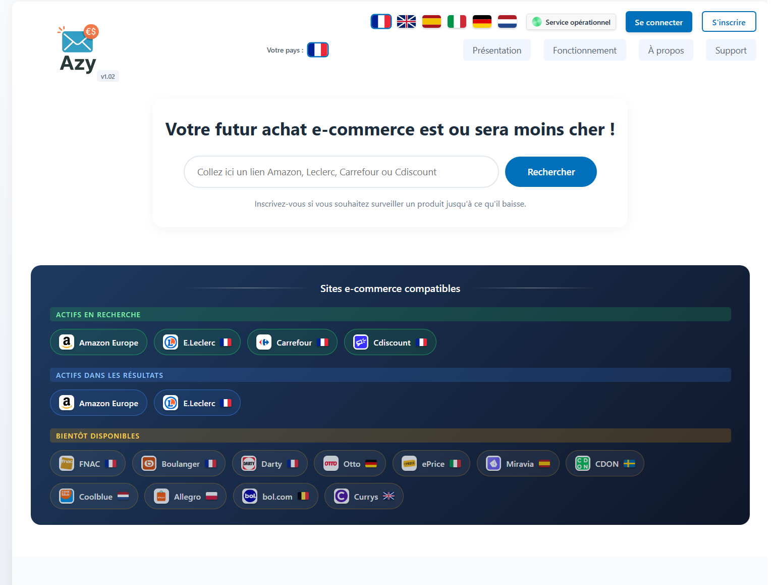 Lancement d'Azy, comparateur de prix Amazon Europe